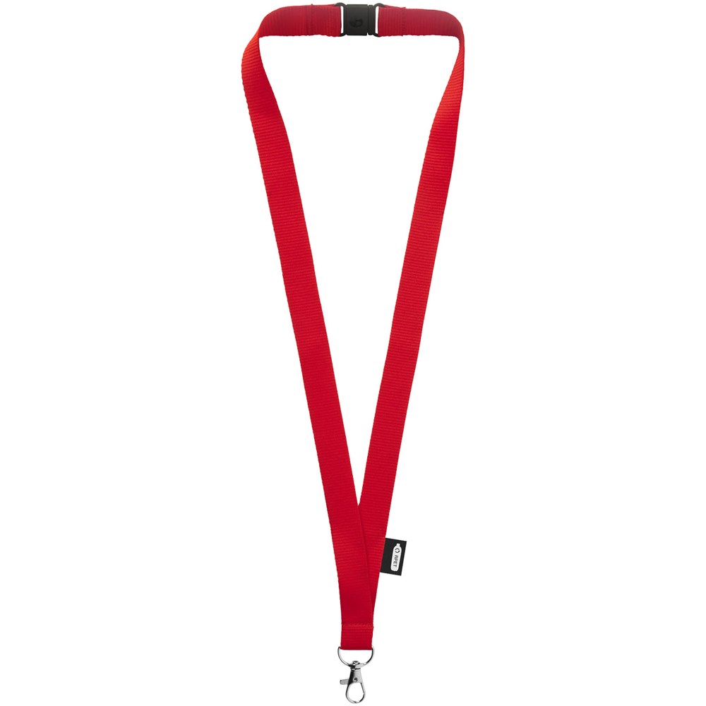 Tom gerecyclede PET lanyard met veiligheidssluiting - rood