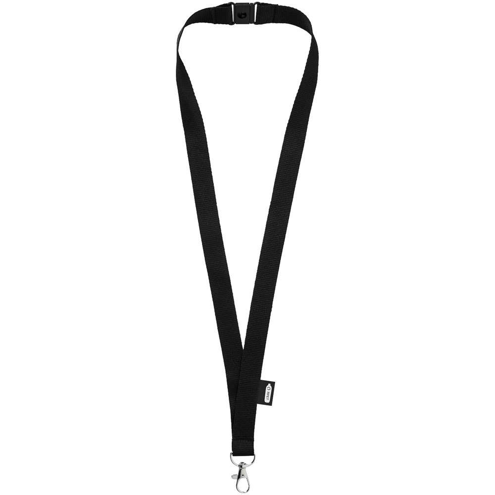 Tom gerecyclede PET lanyard met veiligheidssluiting - zwart
