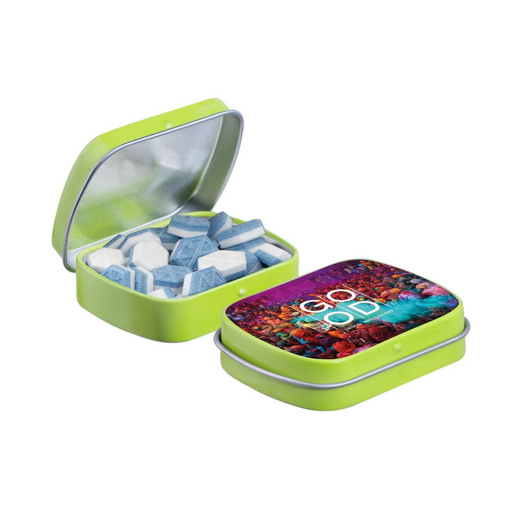 Mini scharnierblikje gevuld met snoep - Lime
